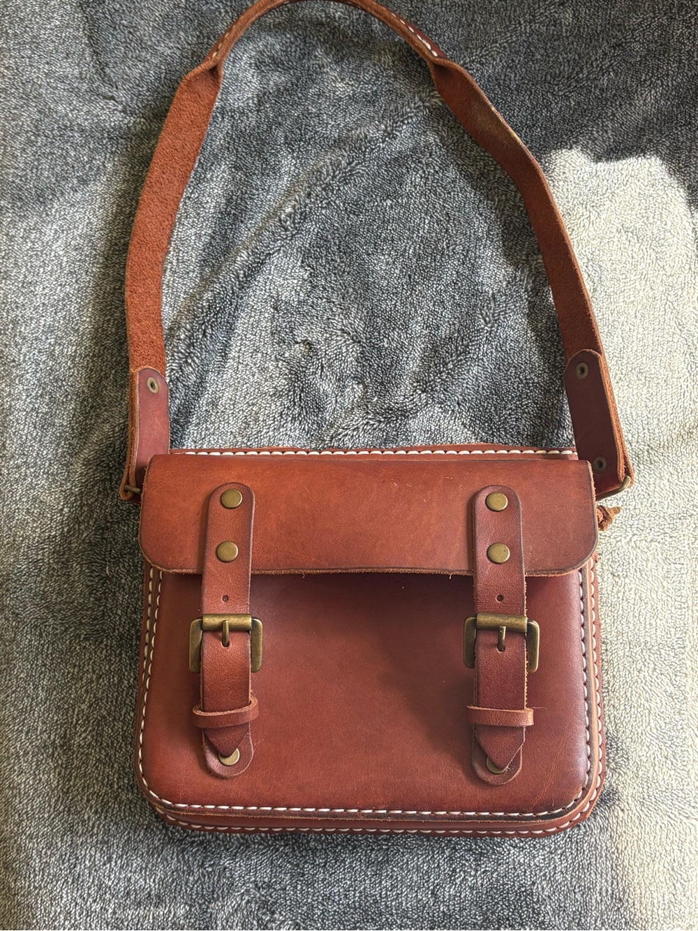 Brown Leather Crossbody Satchel Bag